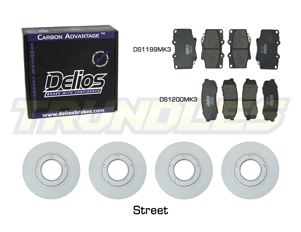 Delios Front & Rear Brake Upgrade Kit to suit Toyota Landcruiser 80 Series 1990-1998