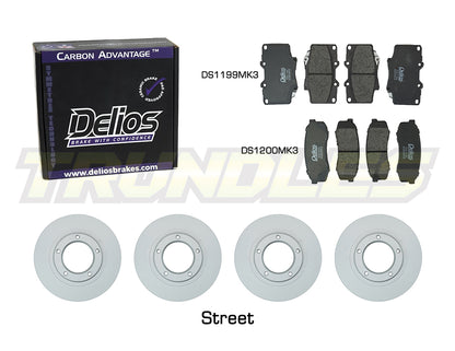 Delios Front & Rear Brake Upgrade Kit to suit Toyota Landcruiser 80 Series 1990-1998