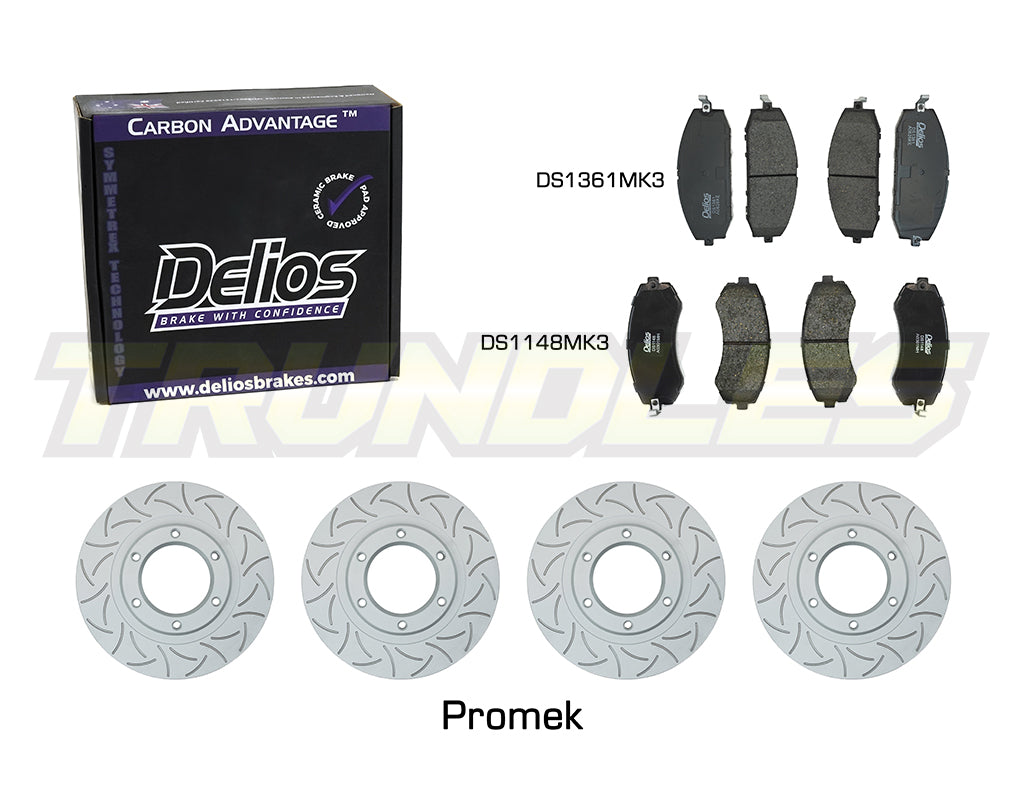 Delios Front & Rear Brake Upgrade Kit to suit Nissan Patrol GU Y61 1997-2007