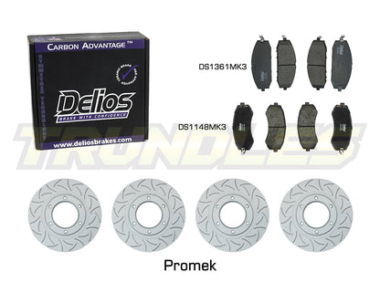 Delios Front & Rear Brake Upgrade Kit to suit Nissan Patrol GU Y61 1997-2007