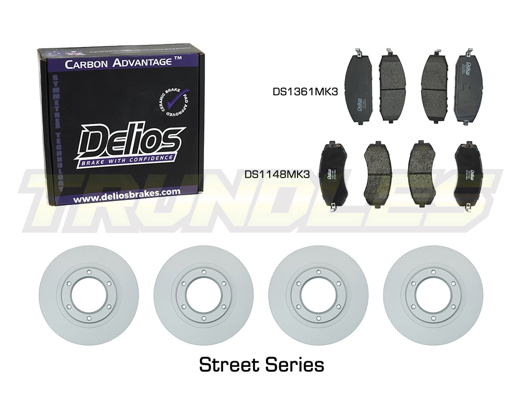 Delios Front & Rear Brake Upgrade Kit to suit Nissan Patrol GU Y61 1997-2007