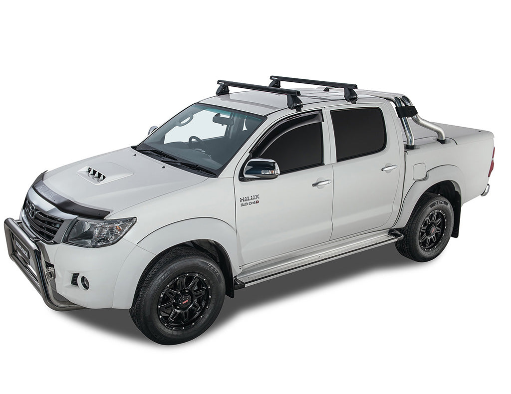 Rhino Rack Heavy Duty 2500 Black 2 Bar Roof Rack to suit Toyota Hilux N70/KUN26 2005-2015