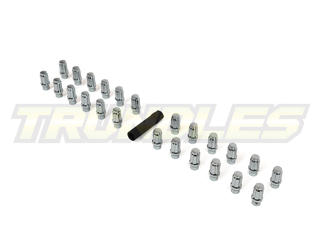 Wheel Nut Pack (24) - M12 x 1.5 Lug Nut - Spline Drive - CHROME