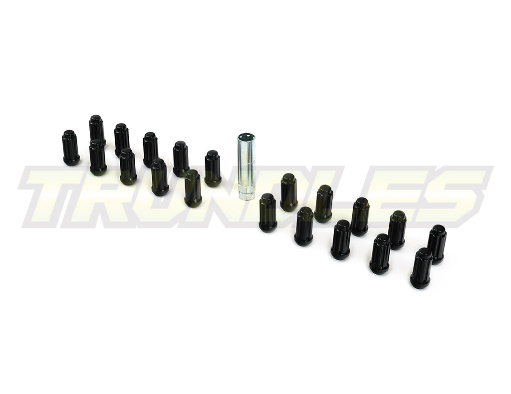Wheel Nut Pack (20) - M14 x 1.5 Lug Nut - Spline Drive - BLACK