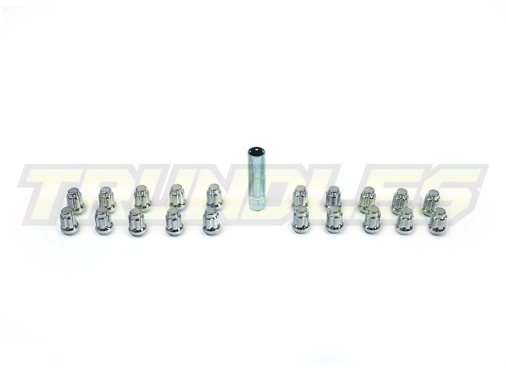 Wheel Nut Pack (20) - M14 x 1.5 Lug Nut - Spline Drive - CHROME