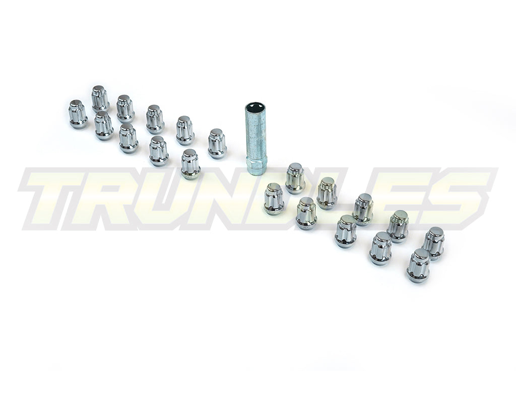 Wheel Nut Pack (20) - M14 x 1.5 Lug Nut - Spline Drive - CHROME
