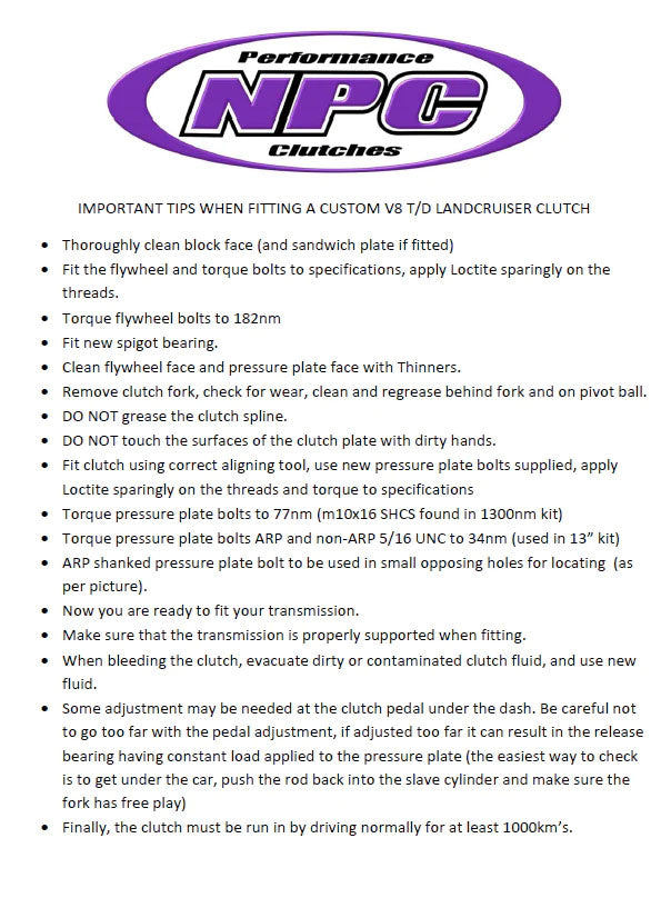 NPC 1300NM Performance Clutch to suit Toyota Landcruiser 70 Series (1VD-FTV) 2007-Onwards