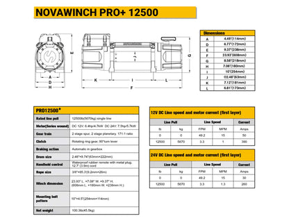 Novawinch Pro+ 12500LB Electric Winch