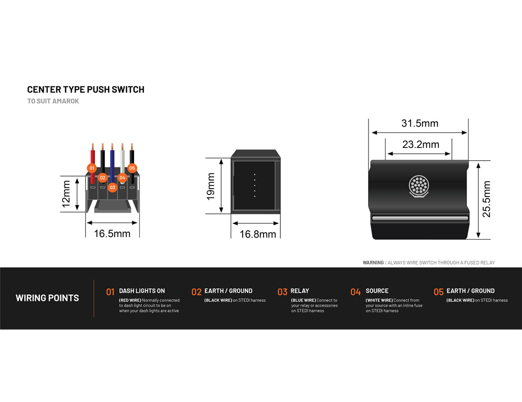 STEDI Push Switch to suit Volkswagen Amarok 2016-2022