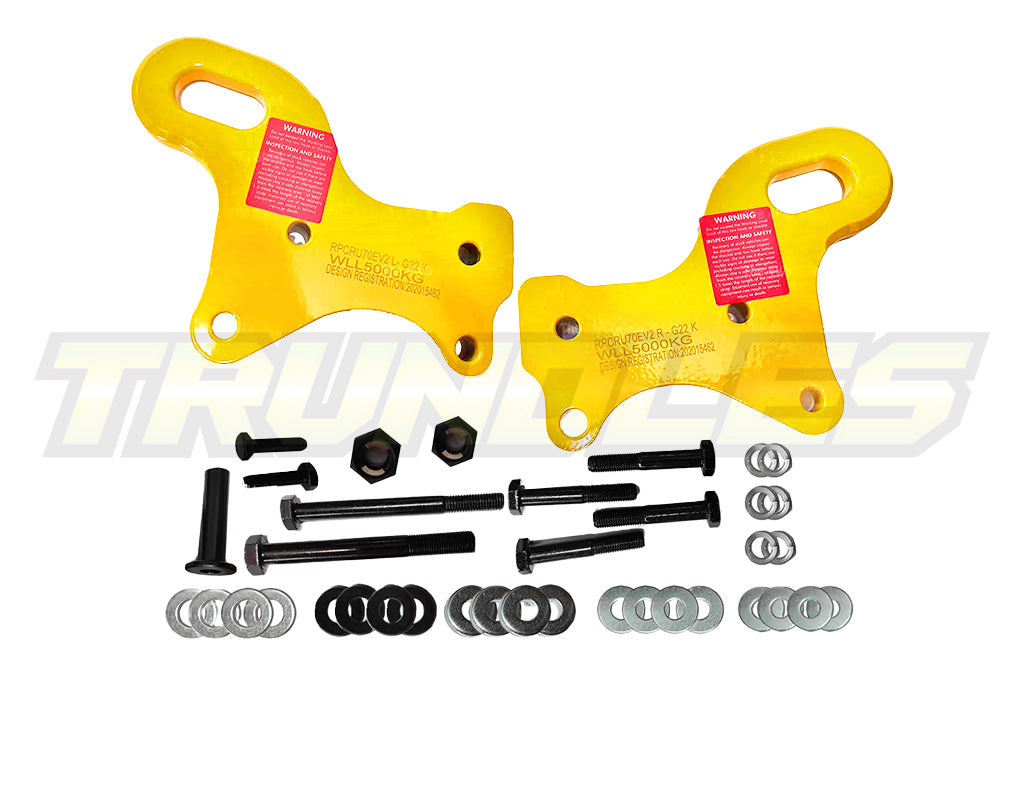 Trundles Heavy Duty Yellow Tow Point Ver. 2 (Pair) to suit Toyota Landcruiser 70 Series 1999-Onwards