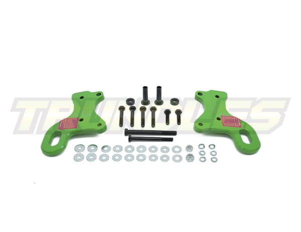 Trundles Heavy Duty Extended Green Tow Point Ver. 2 (Pair) to suit Toyota Landcruiser 70 Series 1999-Onwards