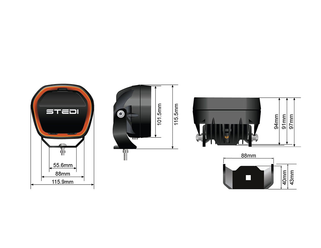 STEDI Type-X EVO 4" LED Spot/Flood Beam Driving Light