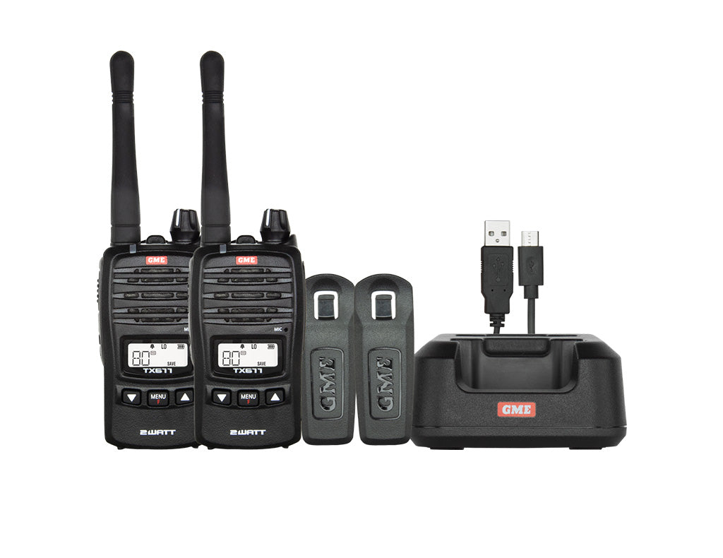 GME TX677TP 2 Watt UHF CB Handheld Radio - Twin Pack