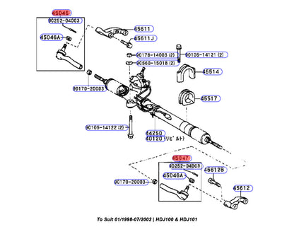 Genuine Tie Rod End Kit to suit Toyota Land Cruiser 100 Series 1998-2007