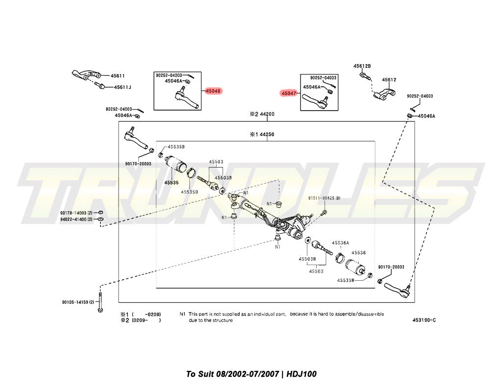Genuine Tie Rod End Kit to suit Toyota Land Cruiser 100 Series 1998-2007