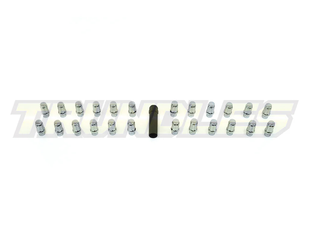 40388 | Wheel Nut Pack (24) - M12 x 1.5 Lug Nut - Long Shank - Spline Drive - CHROME
