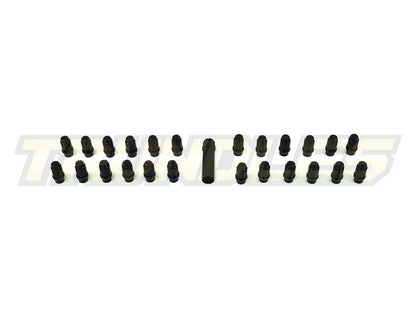 40387 | Wheel Nut Pack (24) - M12 x 1.5 Lug Nut - Long Shank - Spline Drive - BLACK