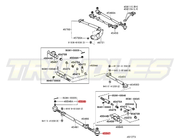 Inner & Outer Track Rod End Kit to suit Toyota Land Cruiser 1984-1998