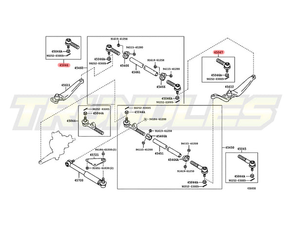 Inner & Outer Tie Rod End Kit to suit Toyota Land Cruiser 80/70 Series