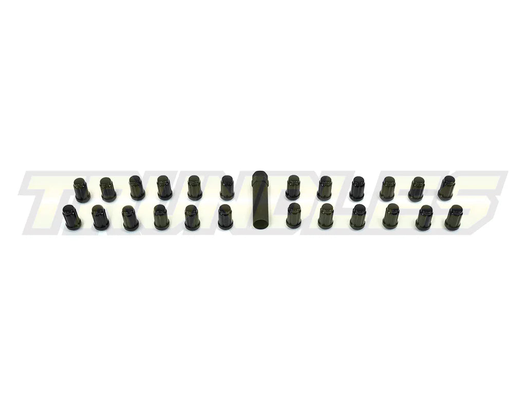 40384 | Wheel Nut Pack (24) - M12 x 1.25 Lug Nut - Spline Drive - BLACK