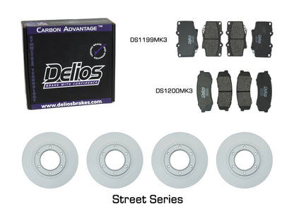 Delios Front & Rear Brake Upgrade Kit to suit Toyota Landcruiser Prado 90 Series 1996-2003 (PAIR)