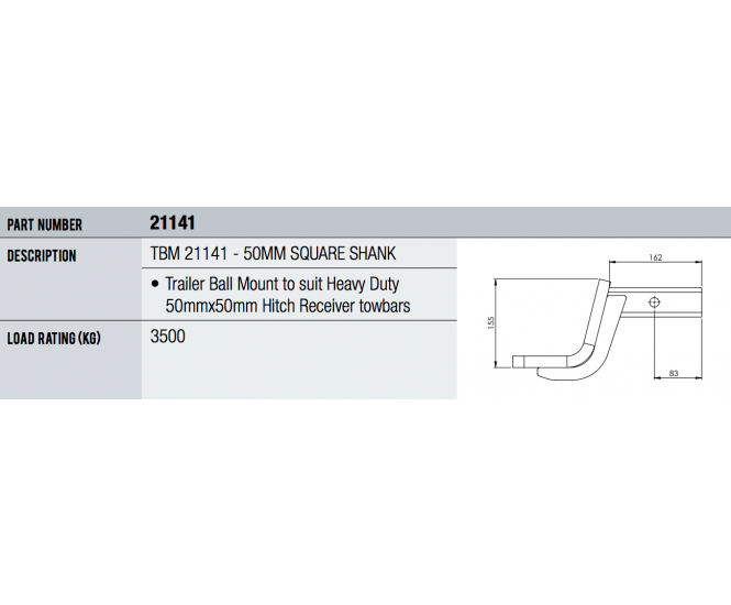 Hayman Reese Towball Mount 6" Drop 3500KG