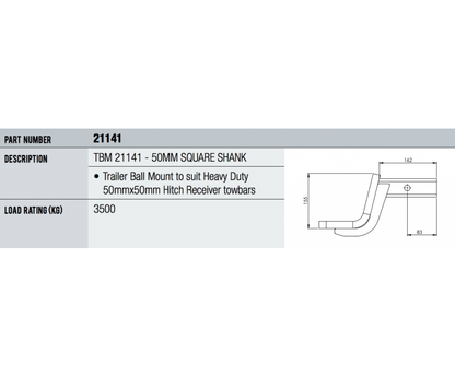 Hayman Reese Towball Mount 6" Drop 3500KG