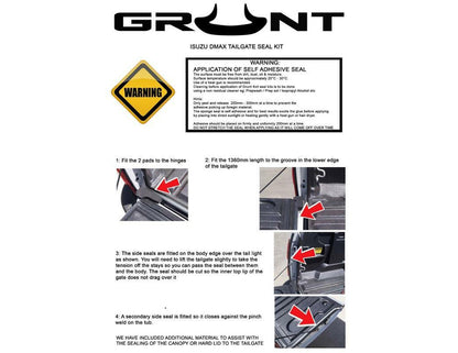 Grunt 4x4 Tailgate Seal Kit to suit Isuzu D-Max 2012-2020