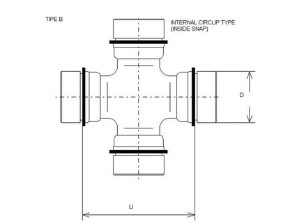 GMB Rear Universal Joint (Internal Clips)