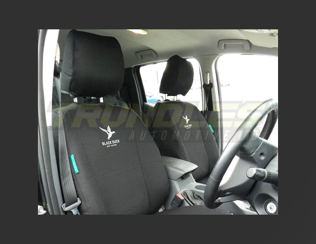 Black Duck Canvas Front Seat Covers to suit Toyota Hilux N70 2011-2015