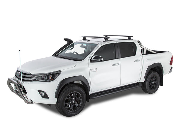 Rhino Rack Vortex RLT600 Trackmount Black 2 Bar Roof Rack to suit Toyota Hilux N80 2015-Onwards