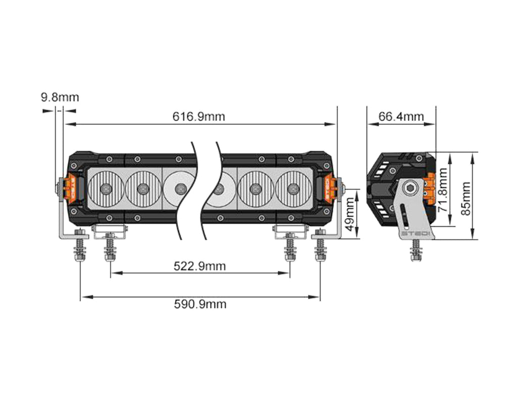 STEDI ST3301 PRO 27.5" 18 LED Single Row Light Bar