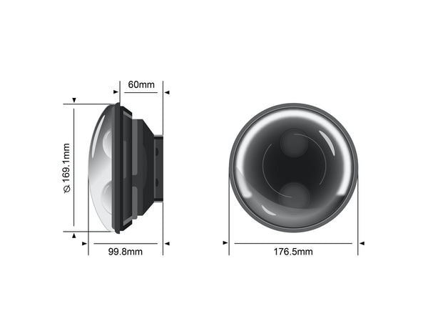 STEDI 7" Halo Carbon Black LED Headlight (Pair)