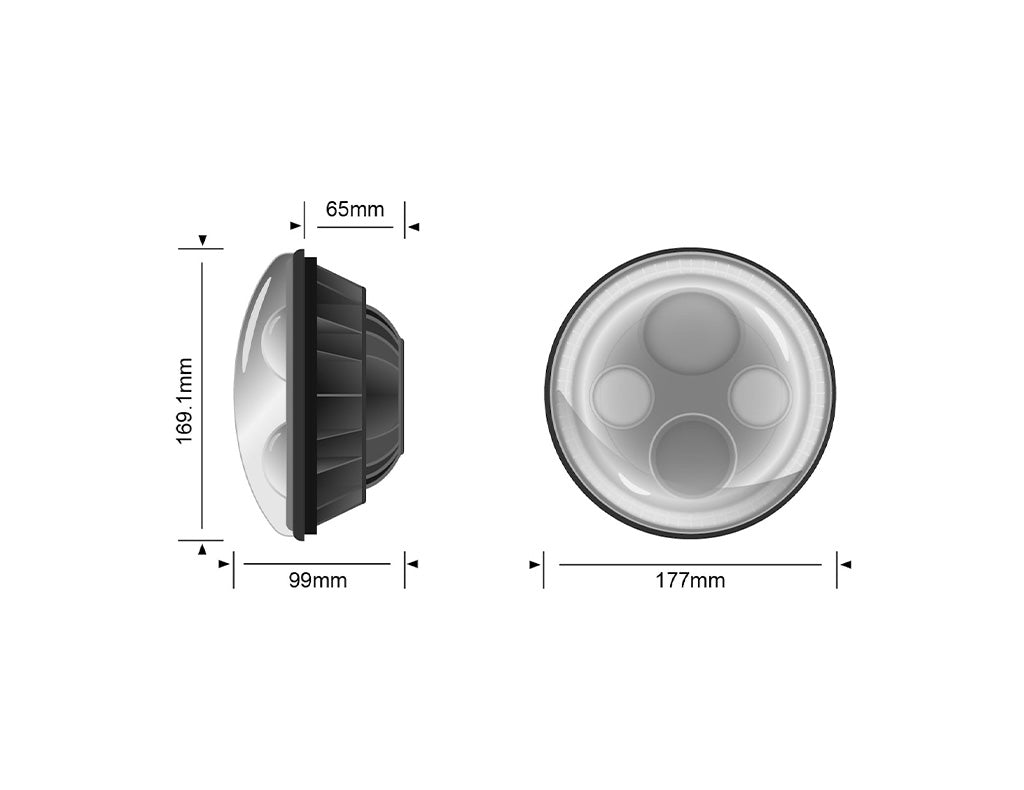 STEDI 7" Halo Iris Chrome LED Headlight (Single)
