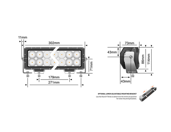 STEDI LED Lightbar Double Row 12" 20 LED