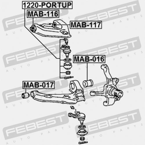 Febest Front Upper Control Arm Bush to suit Mitsubishi Delica 1989-2004