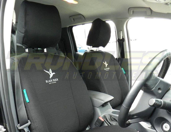 Black Duck Canvas Front Seat Covers - VDJ79 D/Cab 16-On - Trundles Automotive
