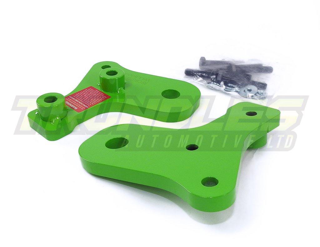 Trundles Heavy Duty Tow Point - Green - Landcruiser 70 Series - Front Extended - Trundles Automotive