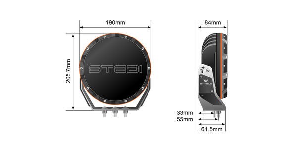 STEDI Type-X Sport 7" LED Driving Lights - Pair